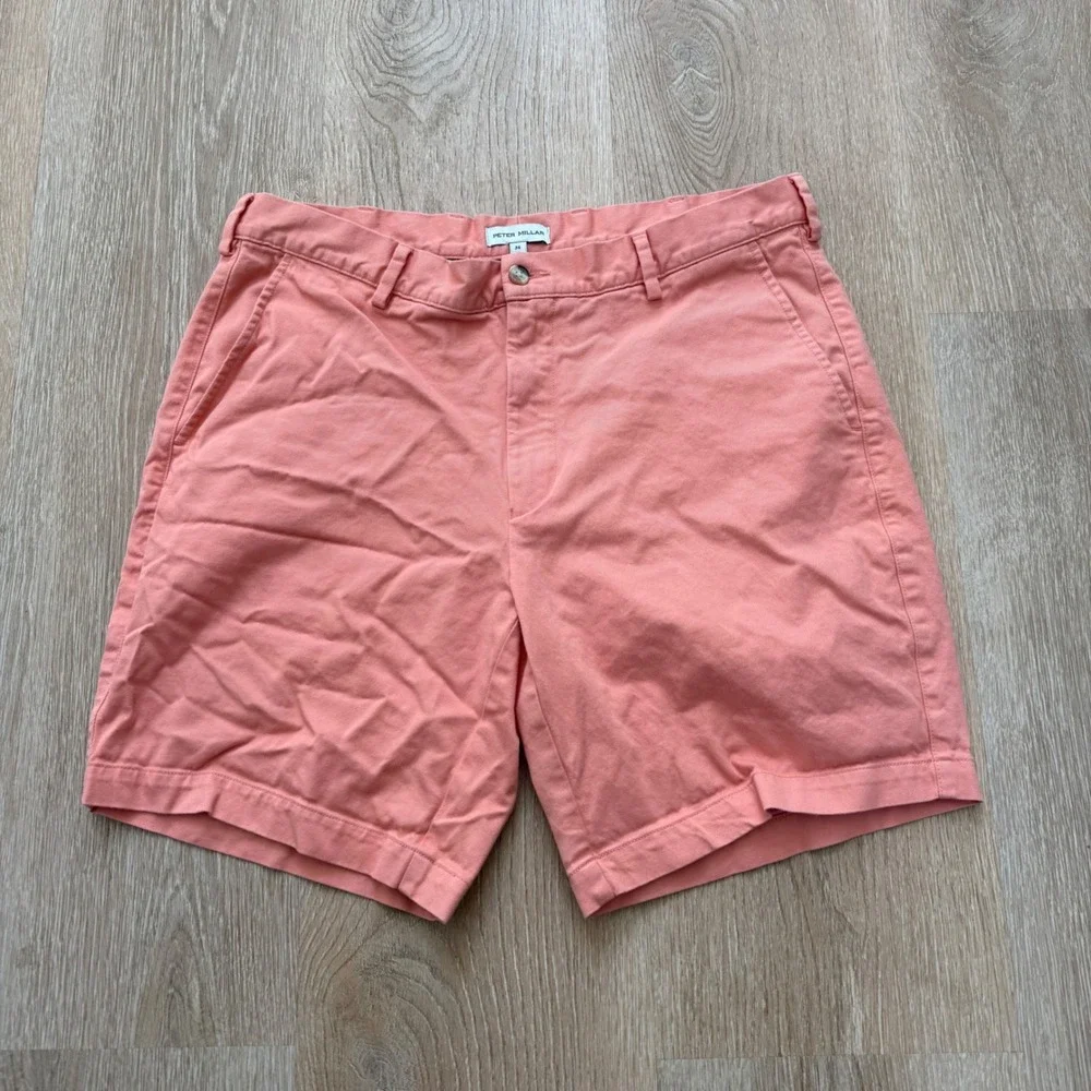Peter Millar‎ Pilot Twill Men's 34 Pink Pima Cotton Stretch Chino Golf Shorts